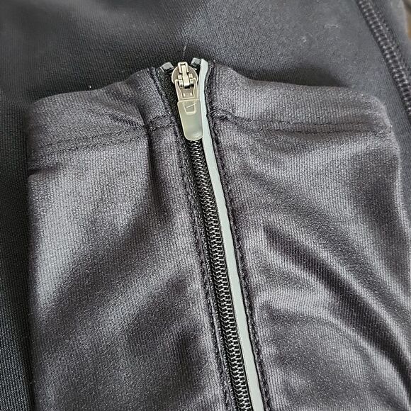 Nike Dri-Fit black running tights/leggings, faux leather calf, zip ankle, Small - Picture 7 of 12